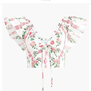 NWT Hill House Home Alexa Top, size L. Red Shell Vine Stripe Cotton print.